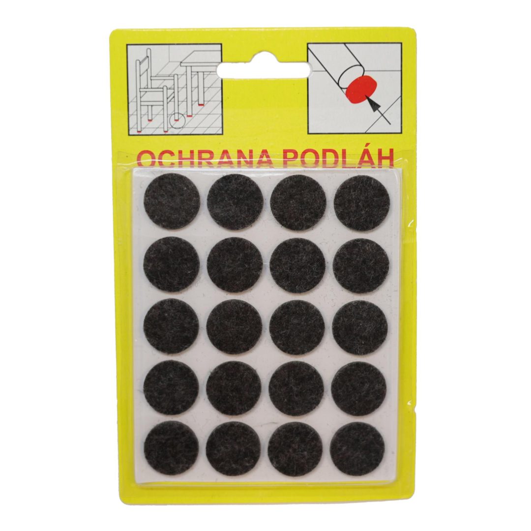 Podložky Filcové samolepiace Hnedé, Typ 102 - priemer 16 mm, hr. 3 mm, 20 ks/bal – Obrázok 2