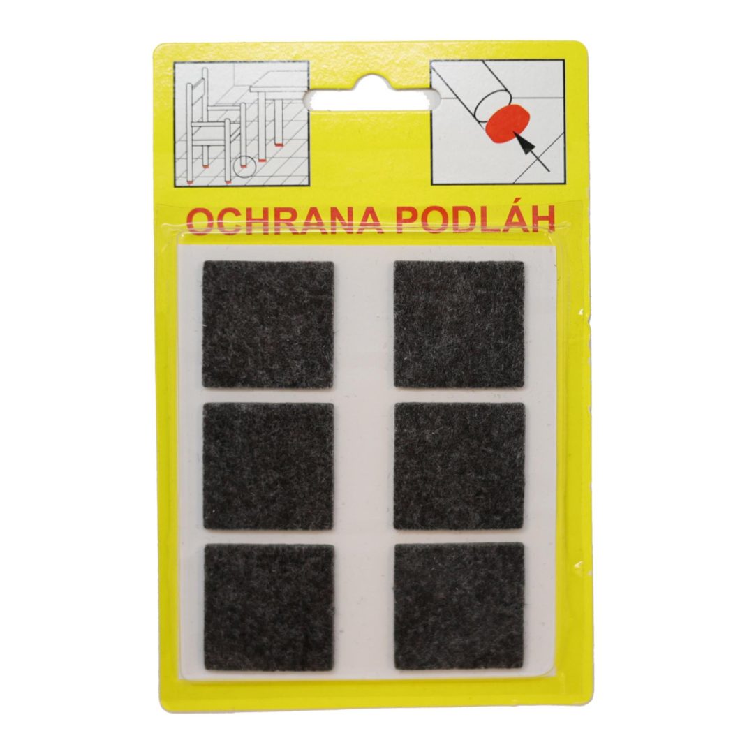 Podložky Filcové samolepiace Hnedé, Typ 105 - 28x28 mm, hr. 3 mm, 6 ks/bal – Obrázok 2