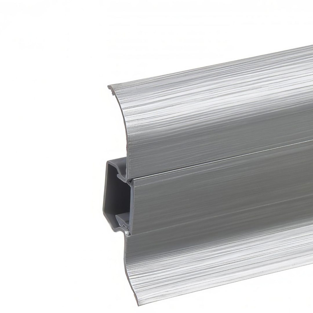 Lišta soklová PVC Cezar PREMIUM Classic Striebro (brúsený hliník) M201 59x22x2200 mm