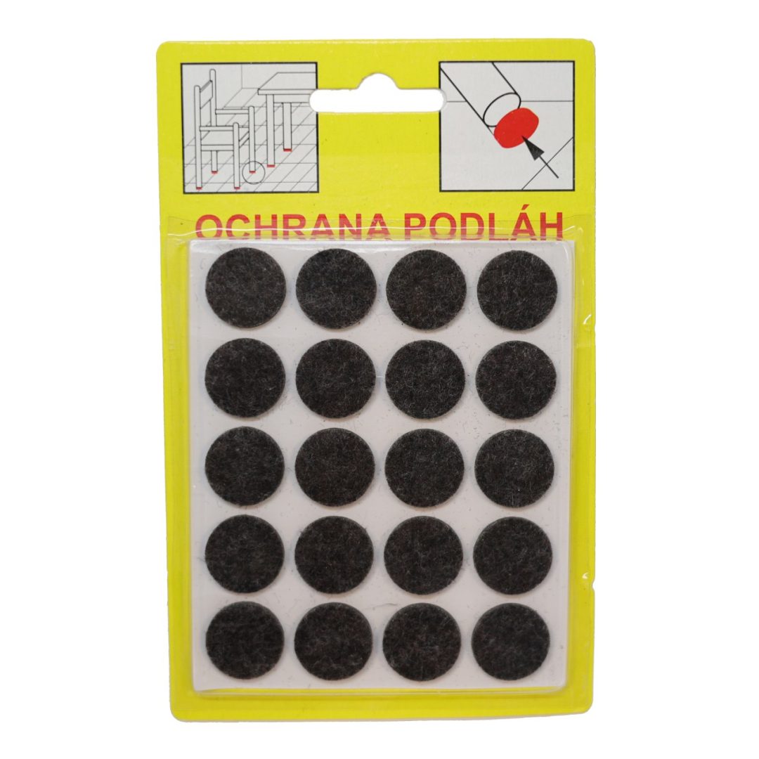 Podložky Filcové samolepiace Hnedé, Typ 102 - priemer 16 mm, hr. 3 mm, 20 ks/bal