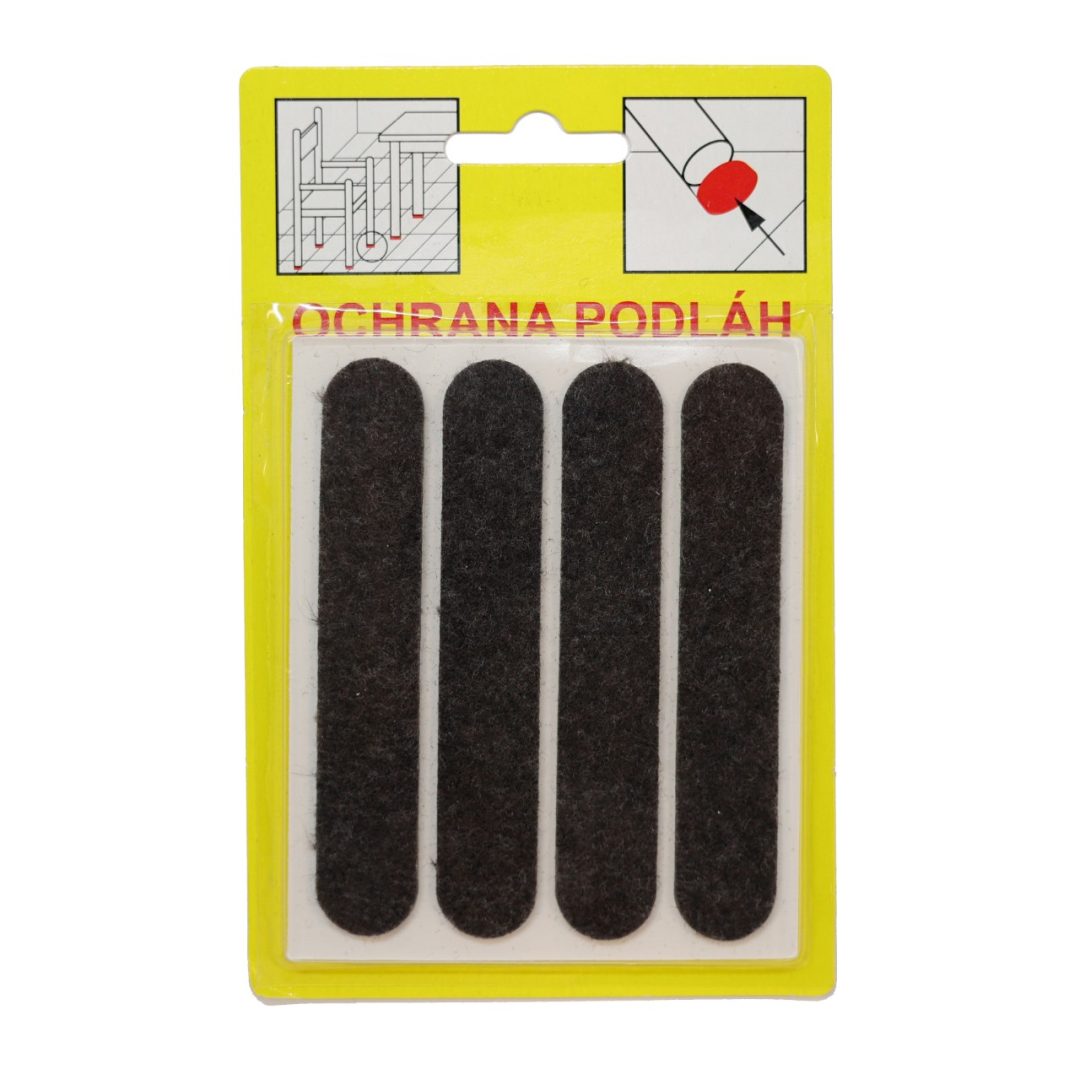 Podložky Filcové samolepiace Hnedé, Typ 107 - 16x92 mm, hr. 3 mm, 4 ks/bal