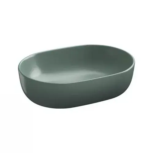 Umývadlová misa MODUO 50x36x15cm oválna bez otvoru bez prepadu green matt